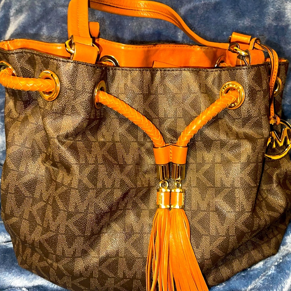 Michael Kors brown JetSet large gathered tote